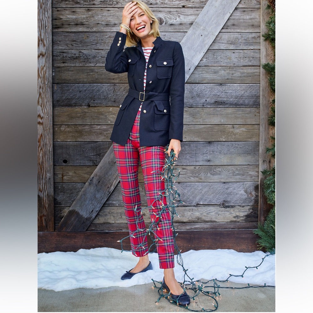 Talbots Slim Hampshire Ankle Pants Size 16 NWOT Classic Tartan Red Plaid Pattern - Picture 7 of 15